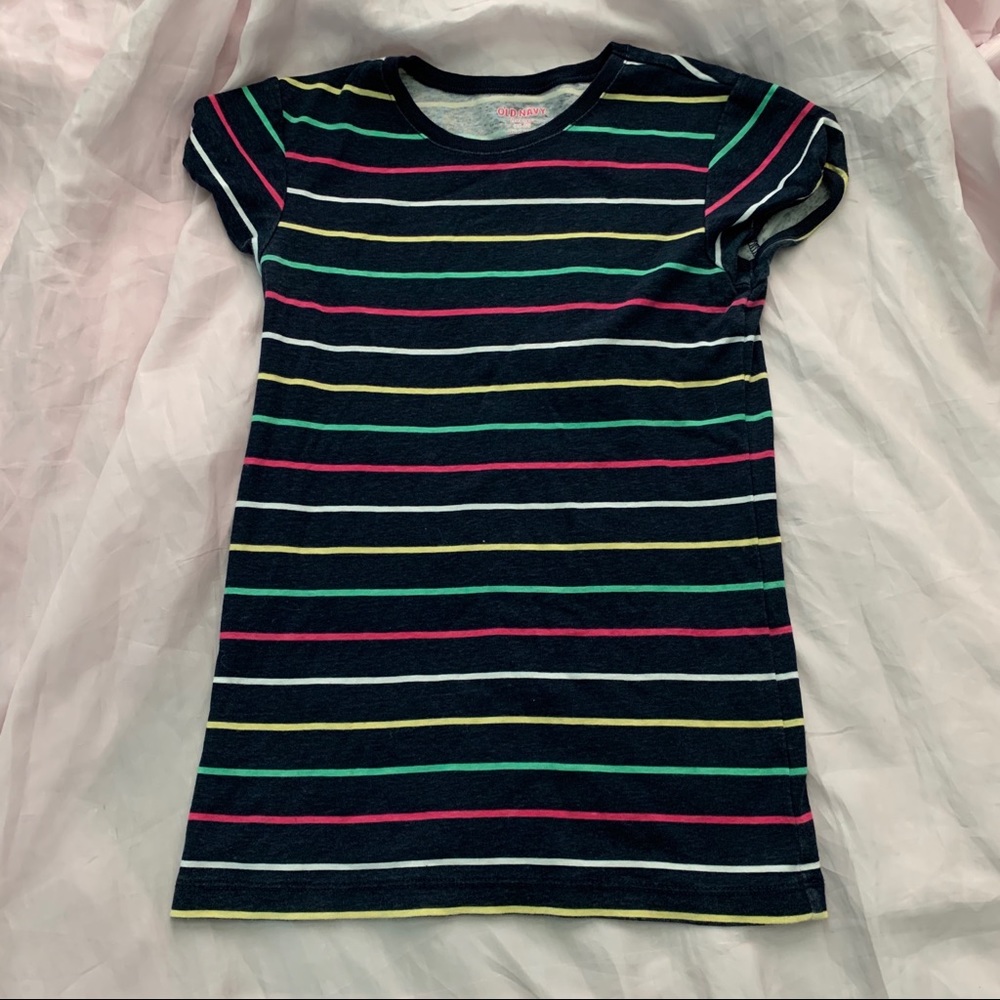 old navy girls colorful striped tee